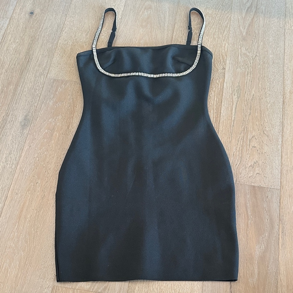 Superdown Black Dress with Sparkling Rhinestones